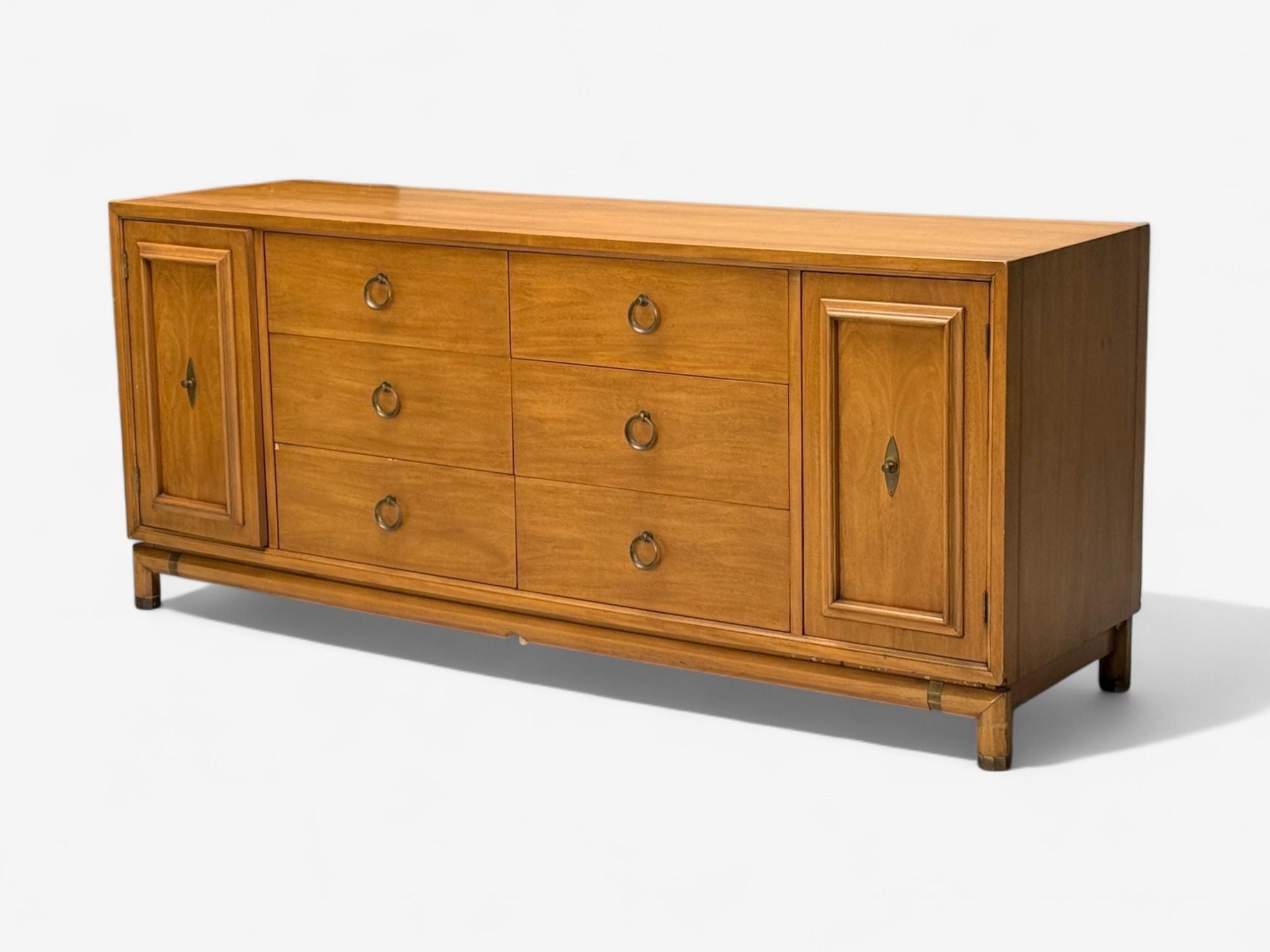 Kent Coffey, American Modern, Walnut, Brass, Dresser, USA, 1960s