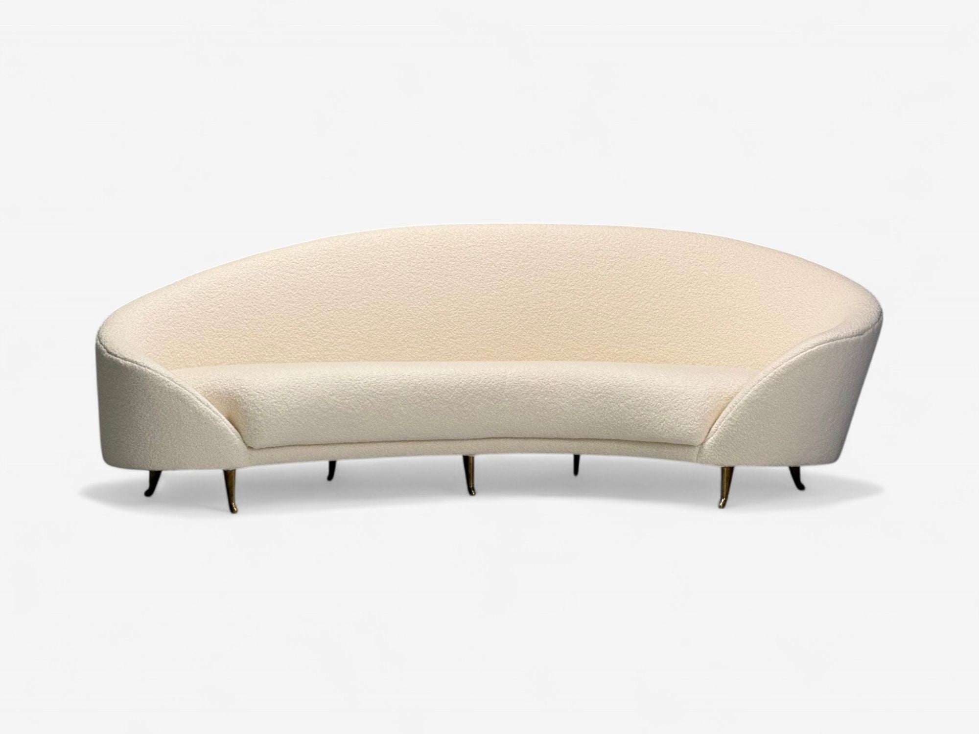 Federico Munari, Italian Modern, White Boucle, Bronze, Italy, 1950s