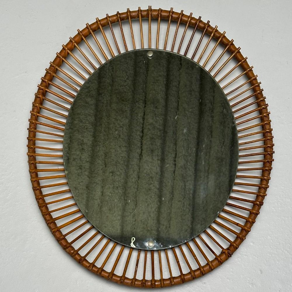 Italian Mid-Century Modern, Wall Mirror, Bamboo, Cane, Rattan, Italy, 1960s
