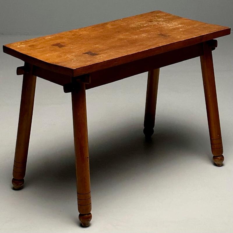 Rustic French Mid-Century Modern Provincial Oak Console Table, Farmhouse