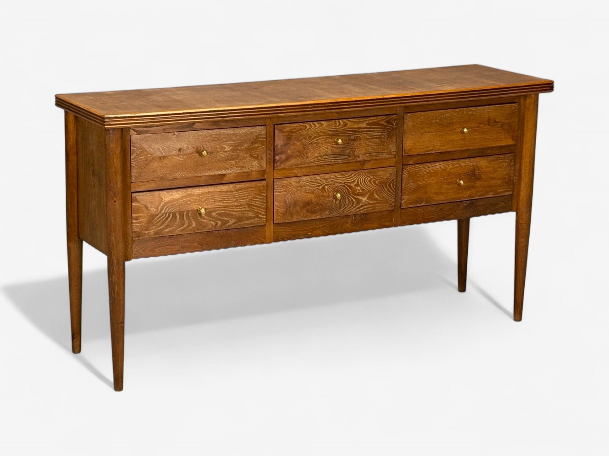 Paolo Buffa attr., Italian Modern, Oak, Brass, Sideboard, Italy, 1950s