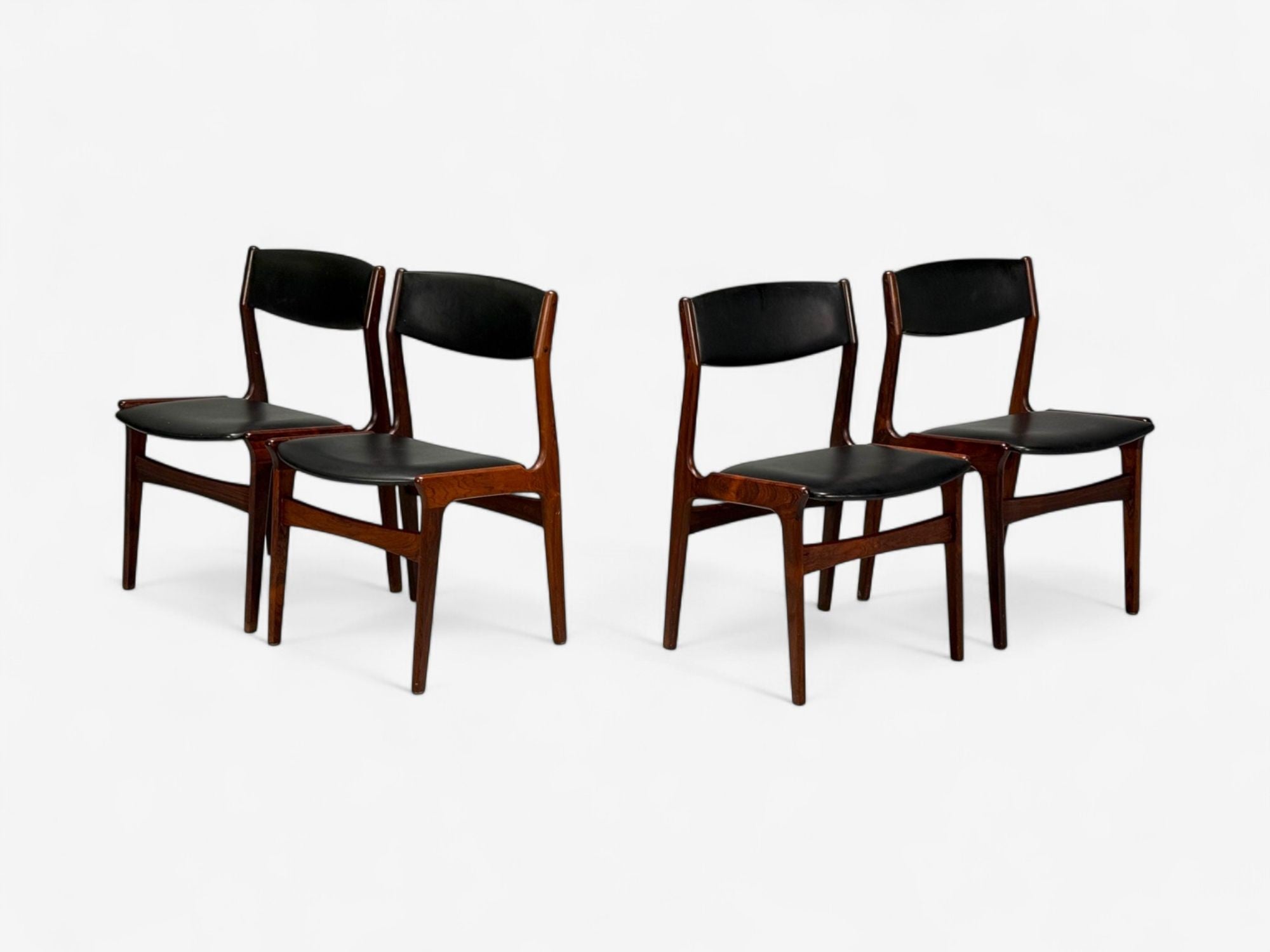 Danish Modern, Rosewood, Leatherette, Dining Chairs, Denmark, 1950s