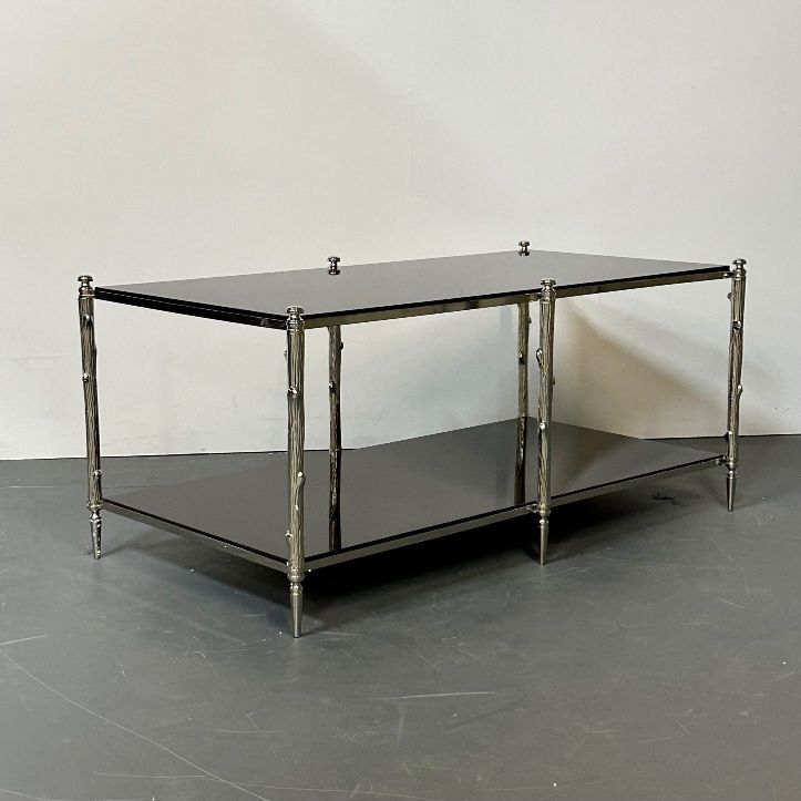 Modern Two Tier Maison Bagues Style Coffee / Low Table, Black Granite