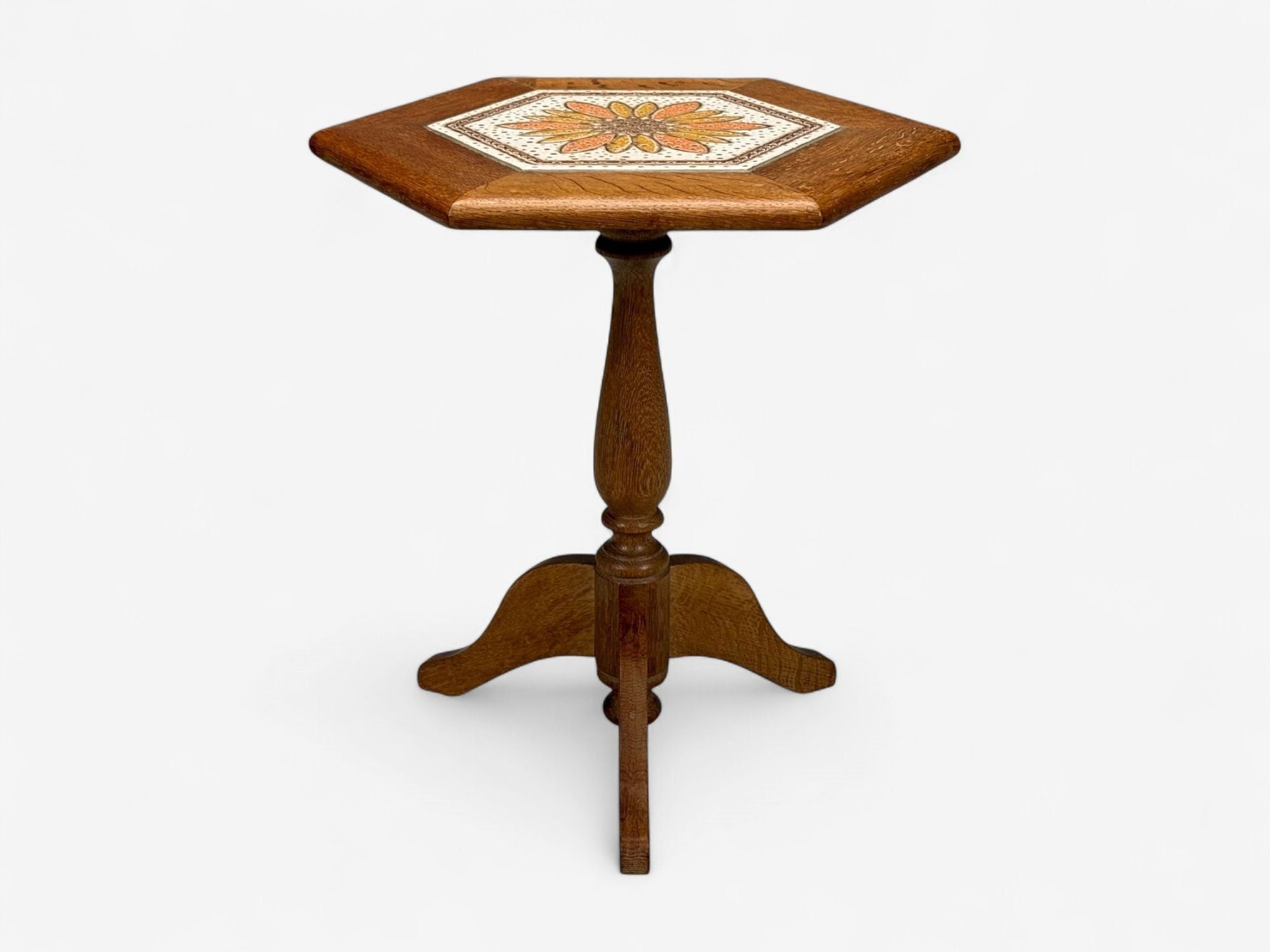 Danish Modern, Oak, Ceramic, Side Table, Denmark, 1975