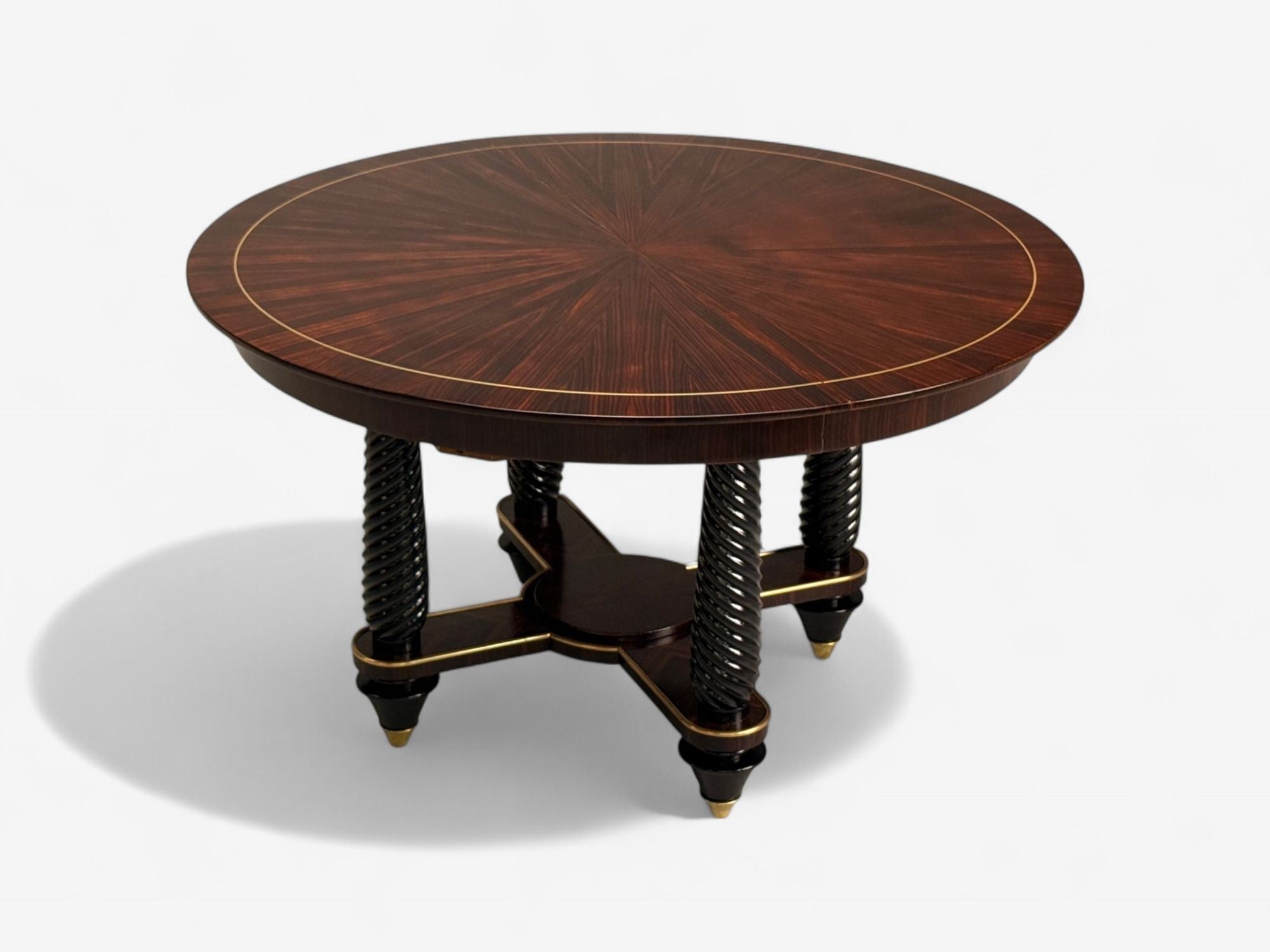 Regency, Macassar, Ebony, Brass Inlay, Center Table, France, 1970s