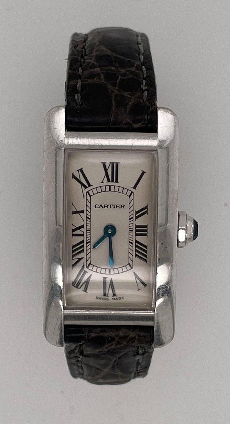 A Vintage Cartier Tank Allonge Wrist Watch, Alligator band