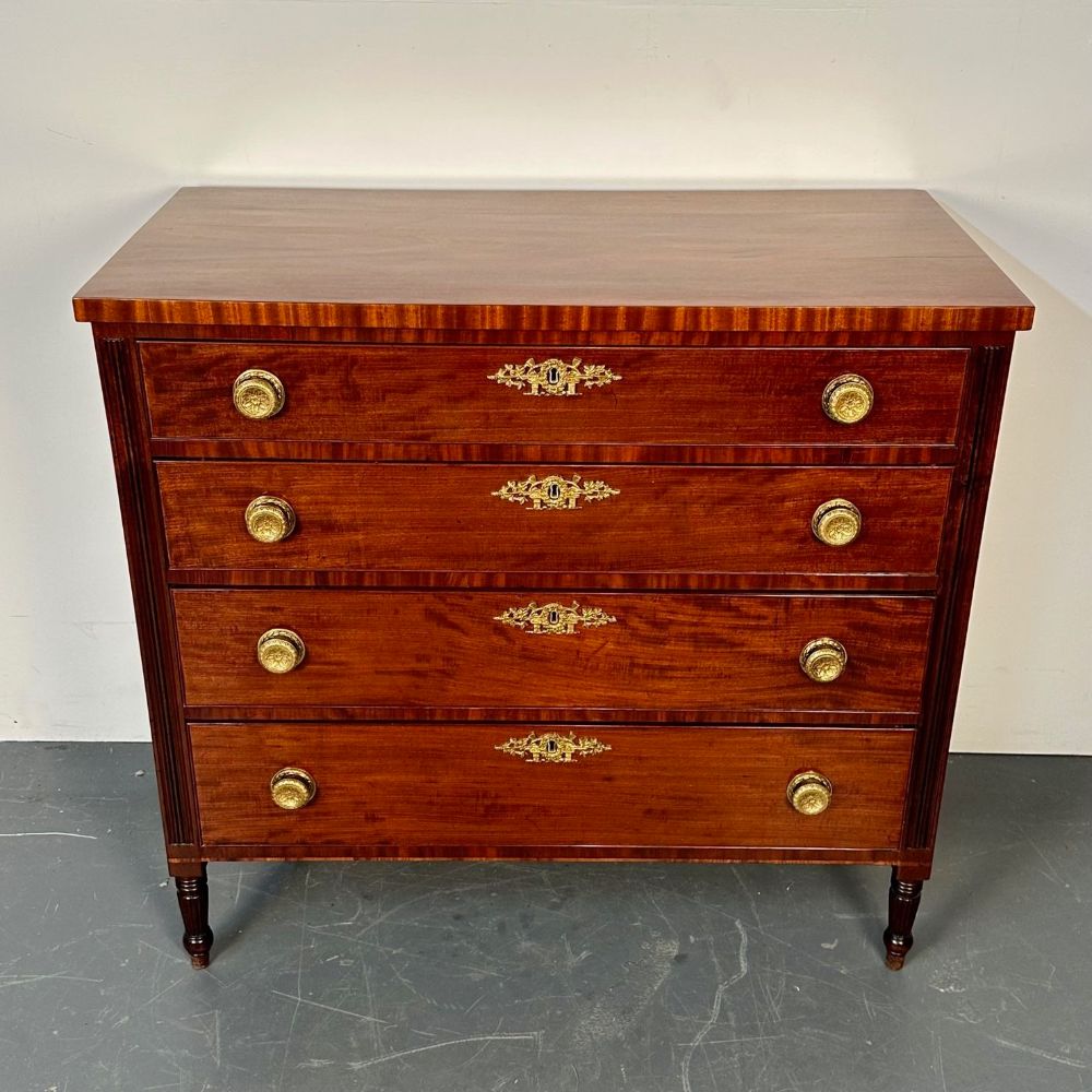 Polished 18th/19th Century Mahogany Chest, Dresser or Commode, Bronze Accents