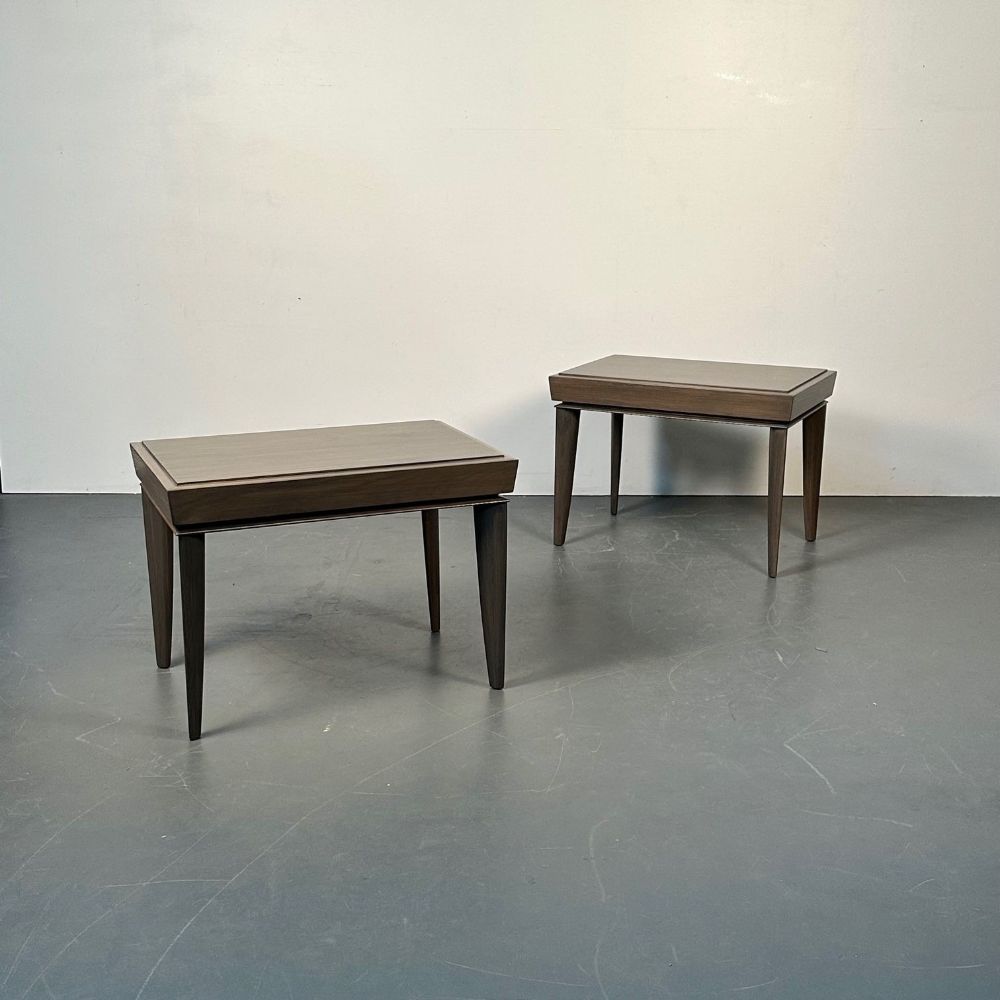 Pair of Mid-Century Modern Paul Frankl Labeled Brown Saltman Side / End Tables