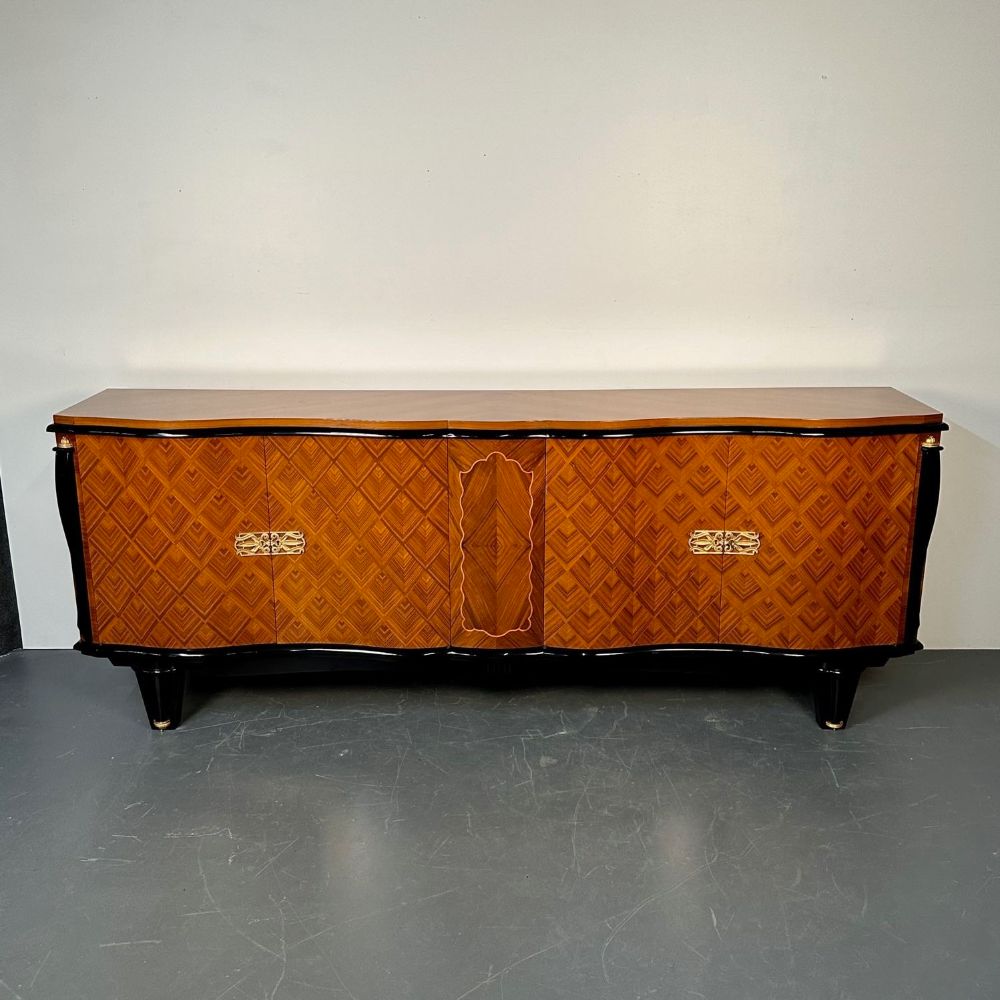 French Art Deco Marquetry Sideboard, Buffet, Rosewood, Walnut, Marquetry, Palatial