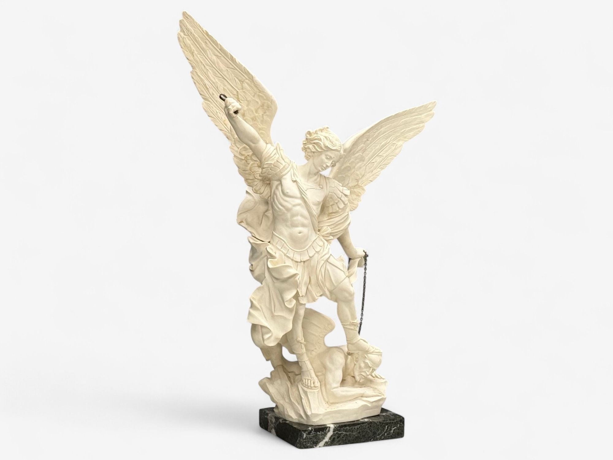 Statue of Saint Michael the Archangel, Composite, Marble Base, Italy, 20th c.