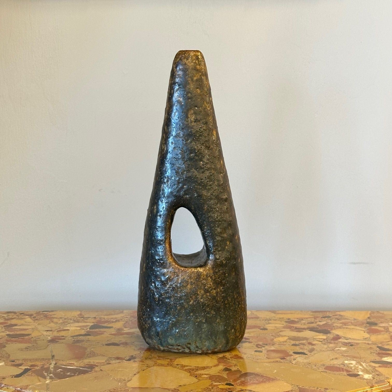 Luigi and Sophie De Lerma, Italian Mid-Century Modern, Organic Stoneware Vase