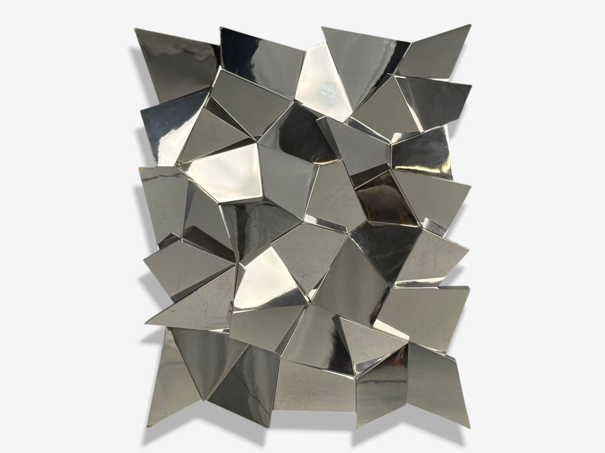 Brutalist Style, Geometric Chrome Wall Mirror, American, 2010s