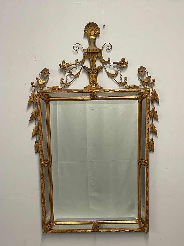 Adams Style Wall / Console / Pier Mirror, Giltwood, Floral Motif