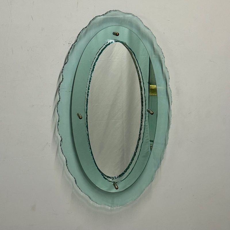 Italian Mid-Century Modern Fontana Arte Oval Glass Mirror or Plateau or Tray