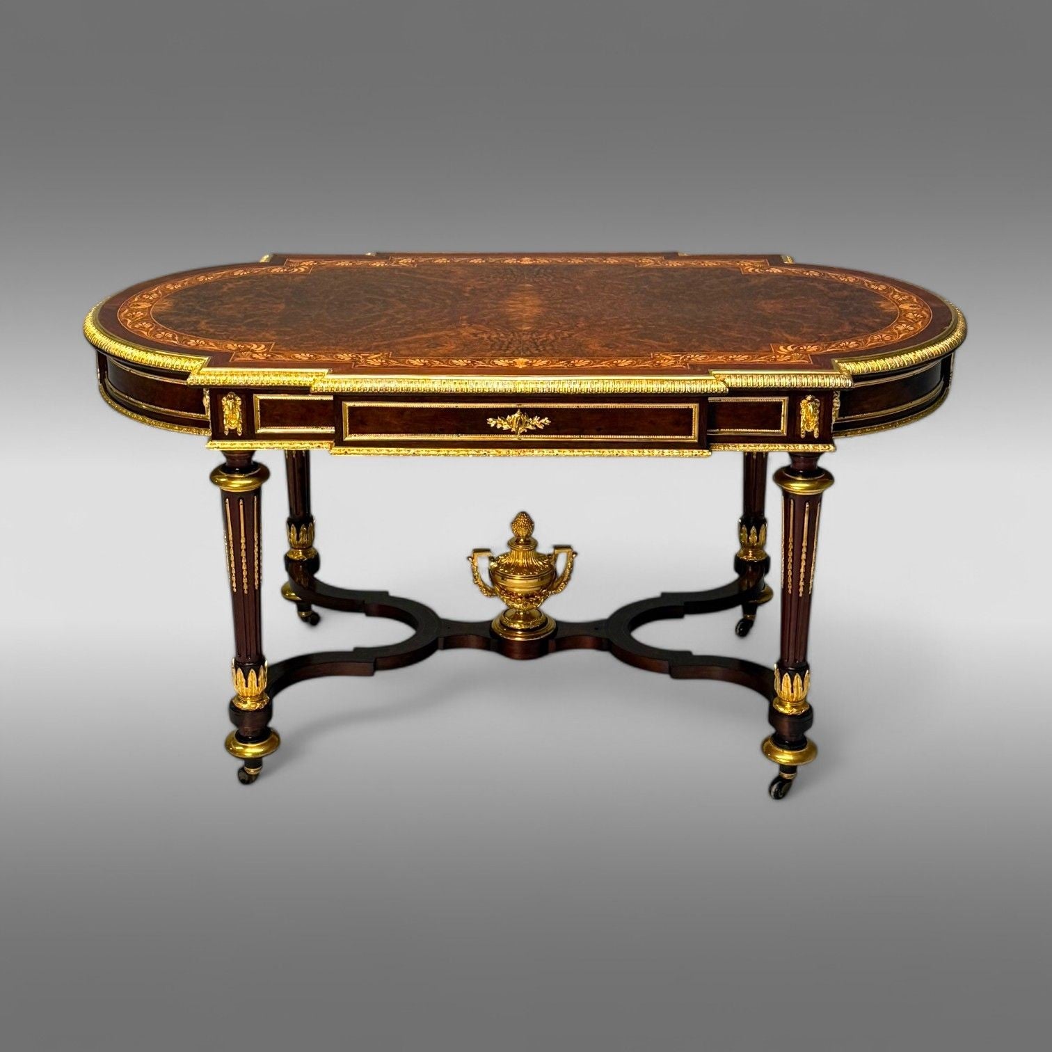 Napoleon III, Desk, Center Table, Bronze, Inlaid Tortoise, France, 19th Century