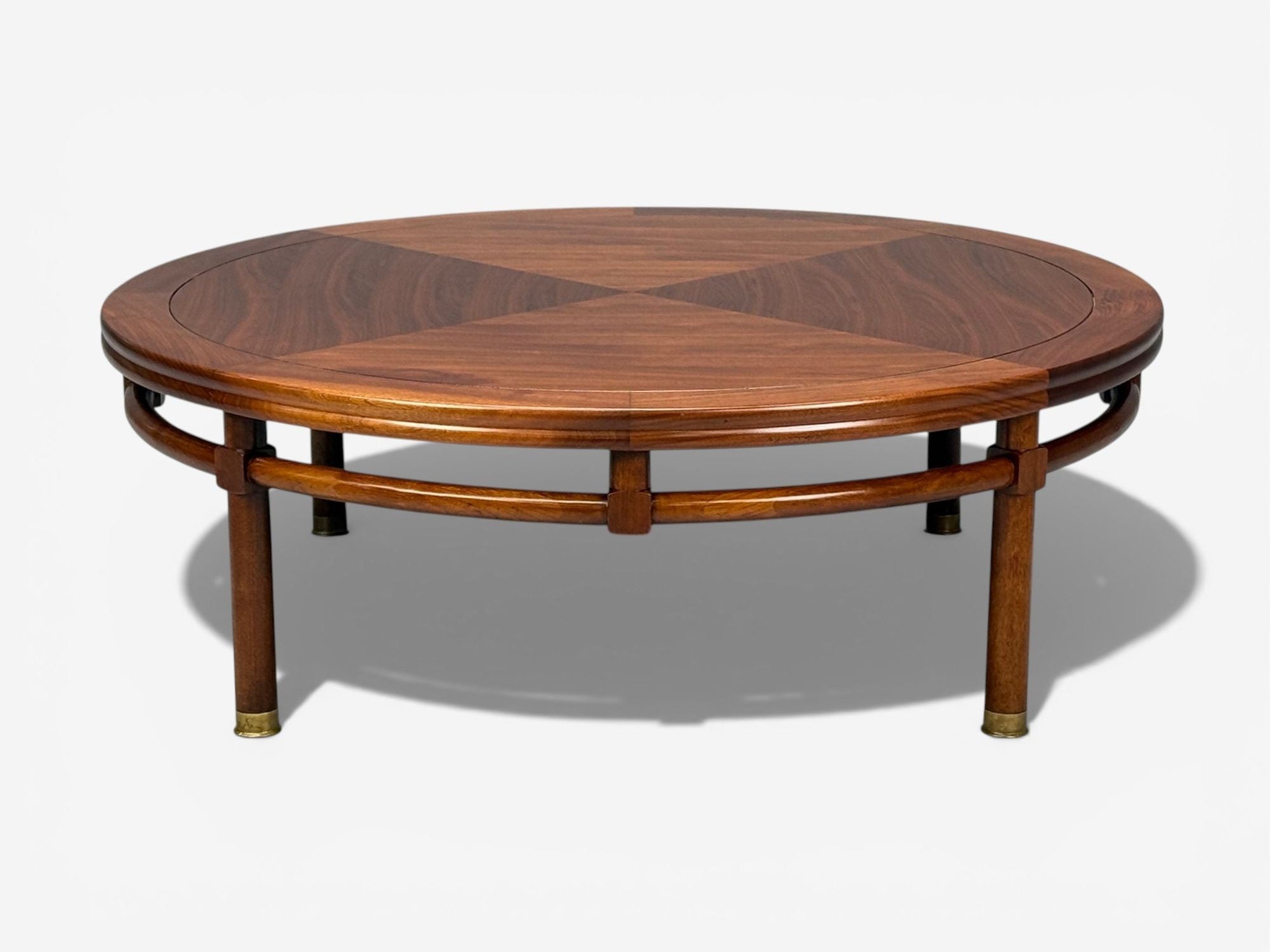 T.H. Robsjohn-Gibbings, Round Coffee Table, Brass, Walnut, USA, 1960s