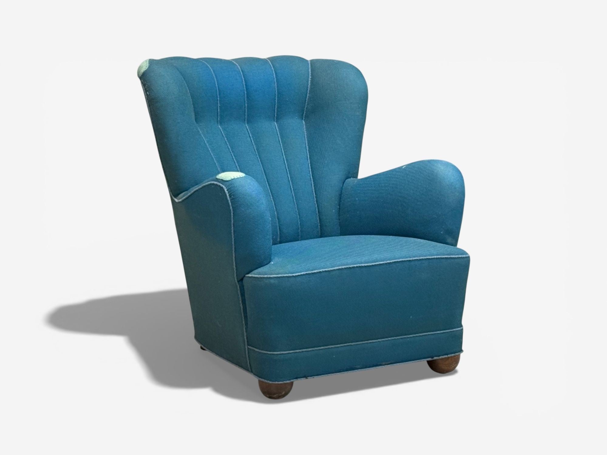 Danish Cabinetmaker, Lounge Chair, Beech, Wool, Denmark, 1930s