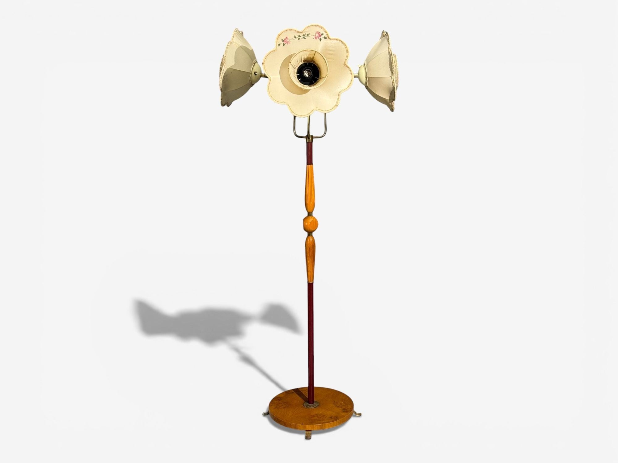 Swedish Modern, Adjustable Floor Lamp, Wood, Metal, Sweden, 1950s