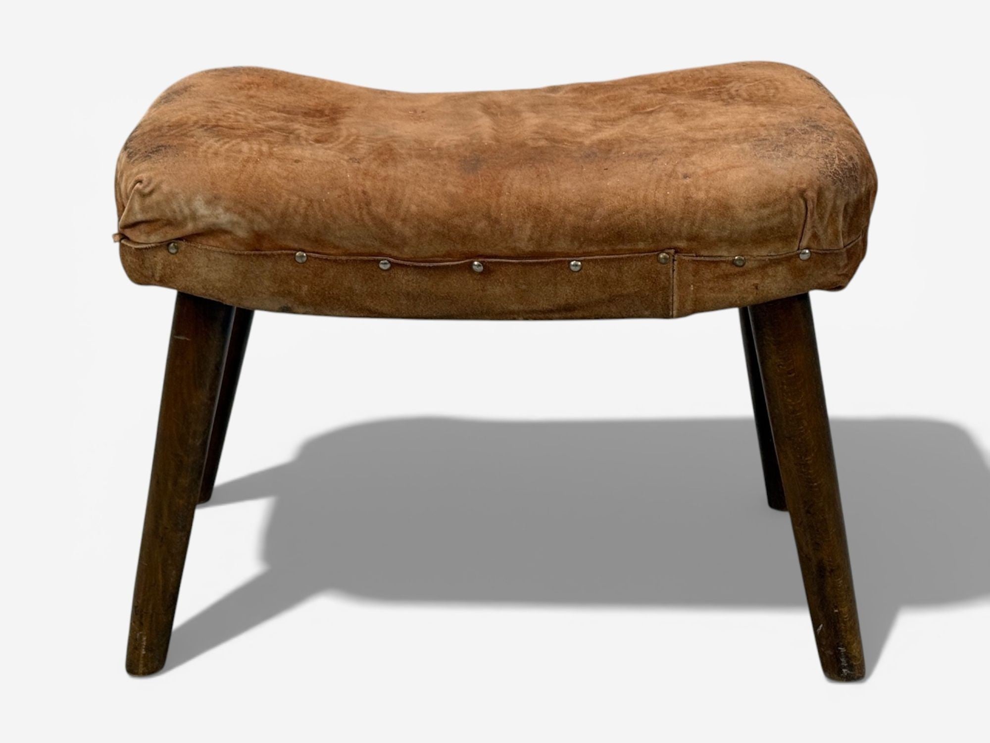 Madsen and Schubell, Ottoman, Beech, Suede, Sweden, 1940s