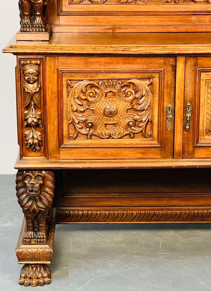 R. J. Horner Victorian Sideboard, Full Griffins, Figural, 1880s, Refinished