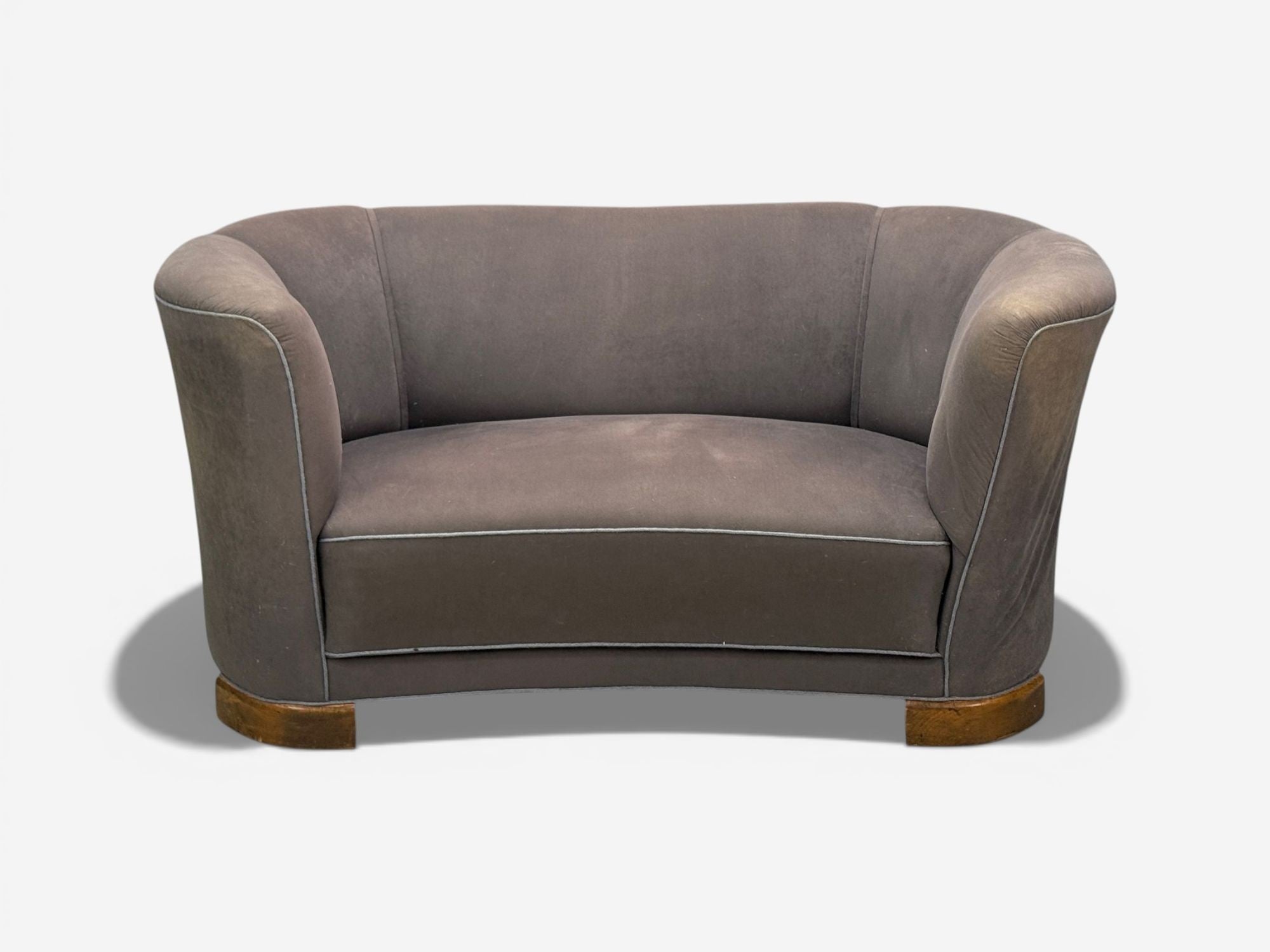 Danish Modern, Banana Sofa, Stained Beech, Fabric, Denmark, 1930s