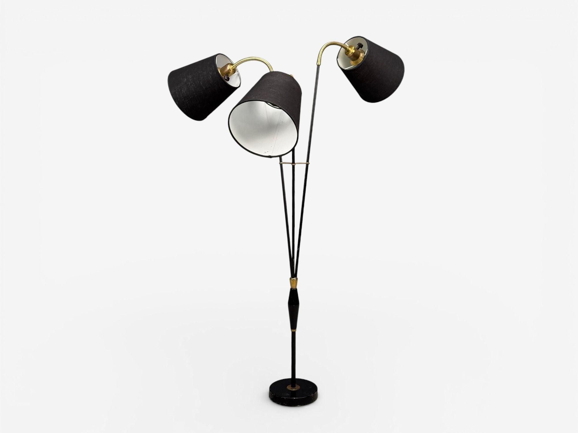 AJH, Swedish Modern, Adjustable Floor Lamp, Metal, Brass, Sweden, 1950s