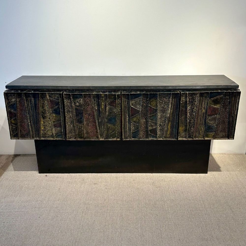 Paul Evans, Brutalist Mid-Century Modern, Deep Relief Sideboard, Steel, 1967
