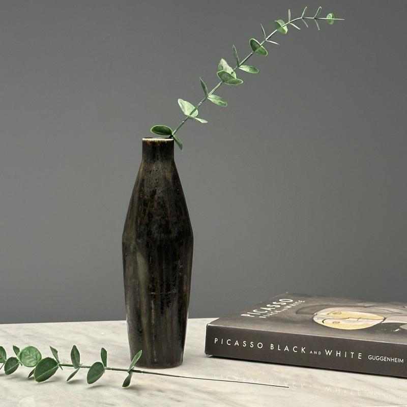 Carl-Harry Stalhane, Rörstrand, Swedish Mid-Century Modern, Grey Stoneware Vase