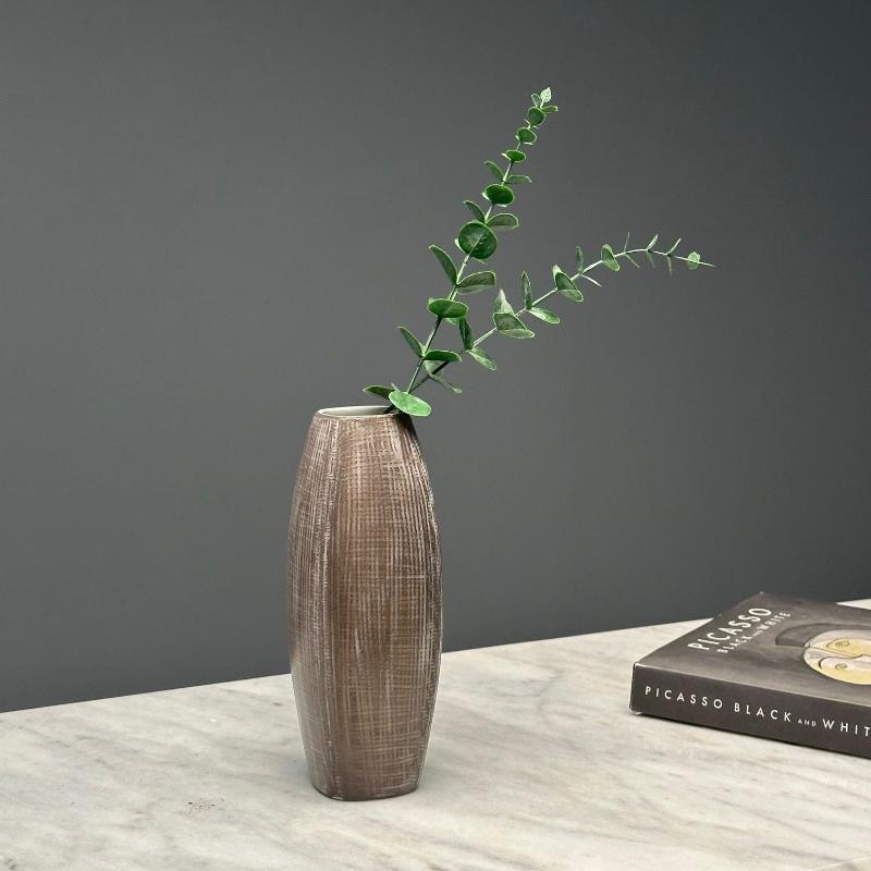 Ingrid Atterberg, Ekeby, Swedish Mid-Century Modern, Tan Vase, Stoneware,1960s