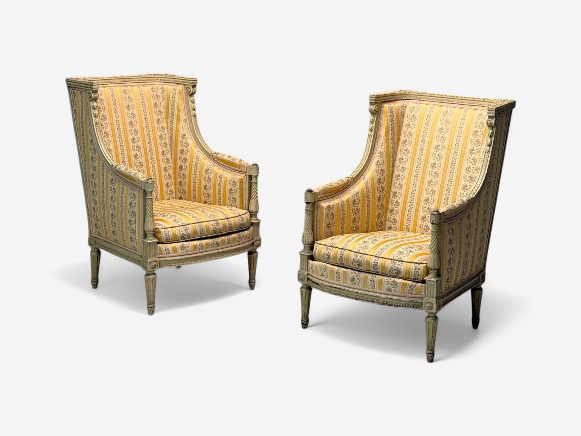 Maison Jansen attr, Louis XVI Style, Painted Wood, Lounge Chairs, France, 1920s