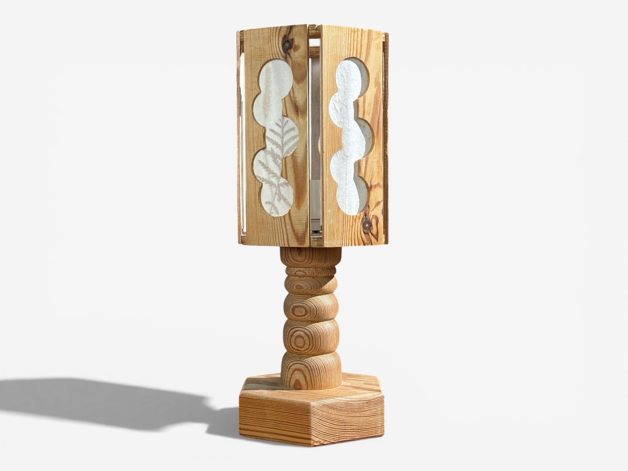 Swedish Modern, Table Lamp, Pine, Fabric, Sweden, 1940s
