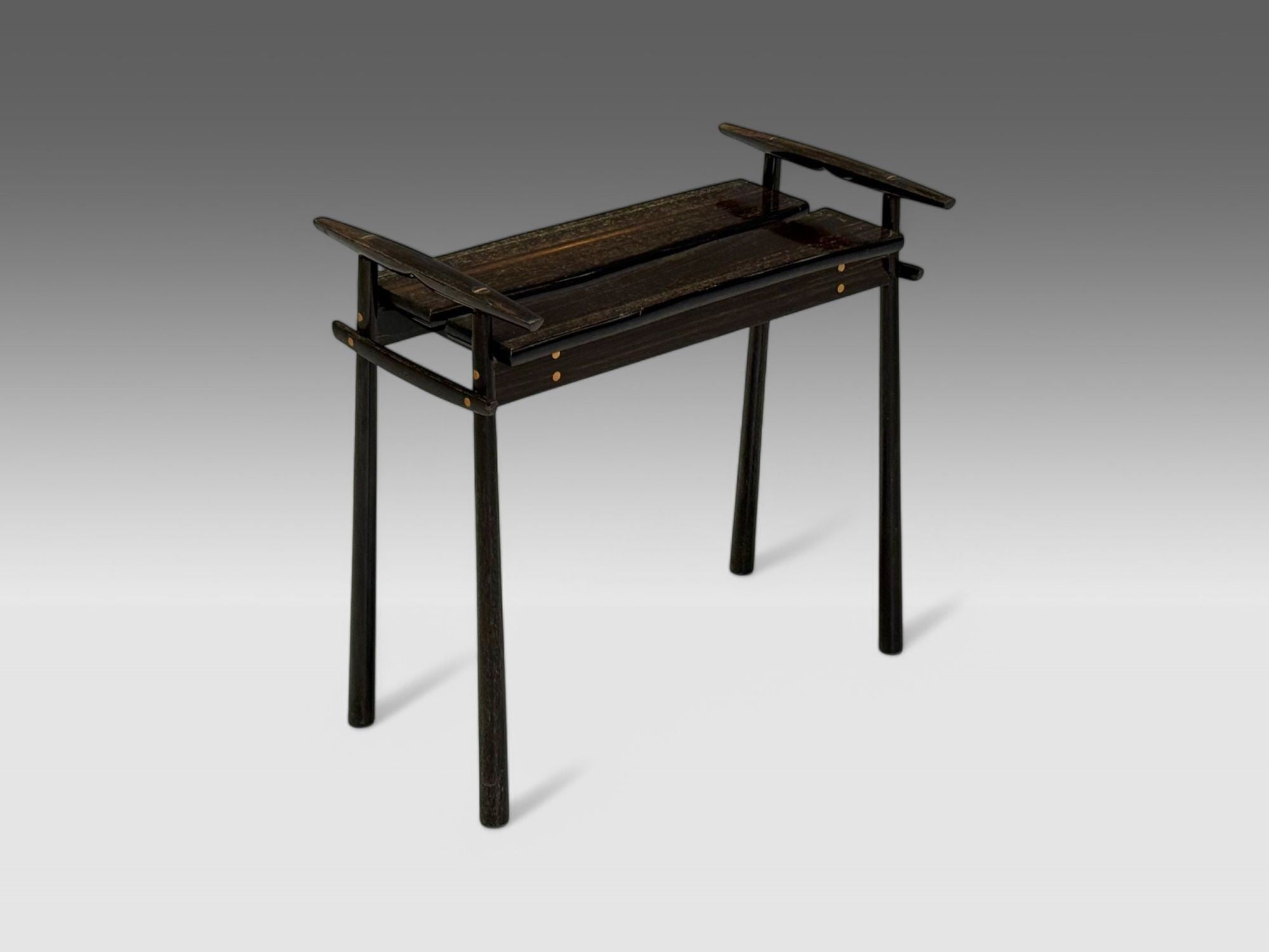 David Ebner, American Studio Craft, Ebony Wood, Rare Torii Side Table, USA, 1984