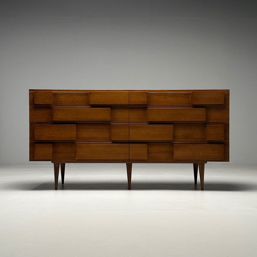 Gio Ponti, Singer & Sons, Italian Mid-Century Modern, Sculptural Dresser, Walnut