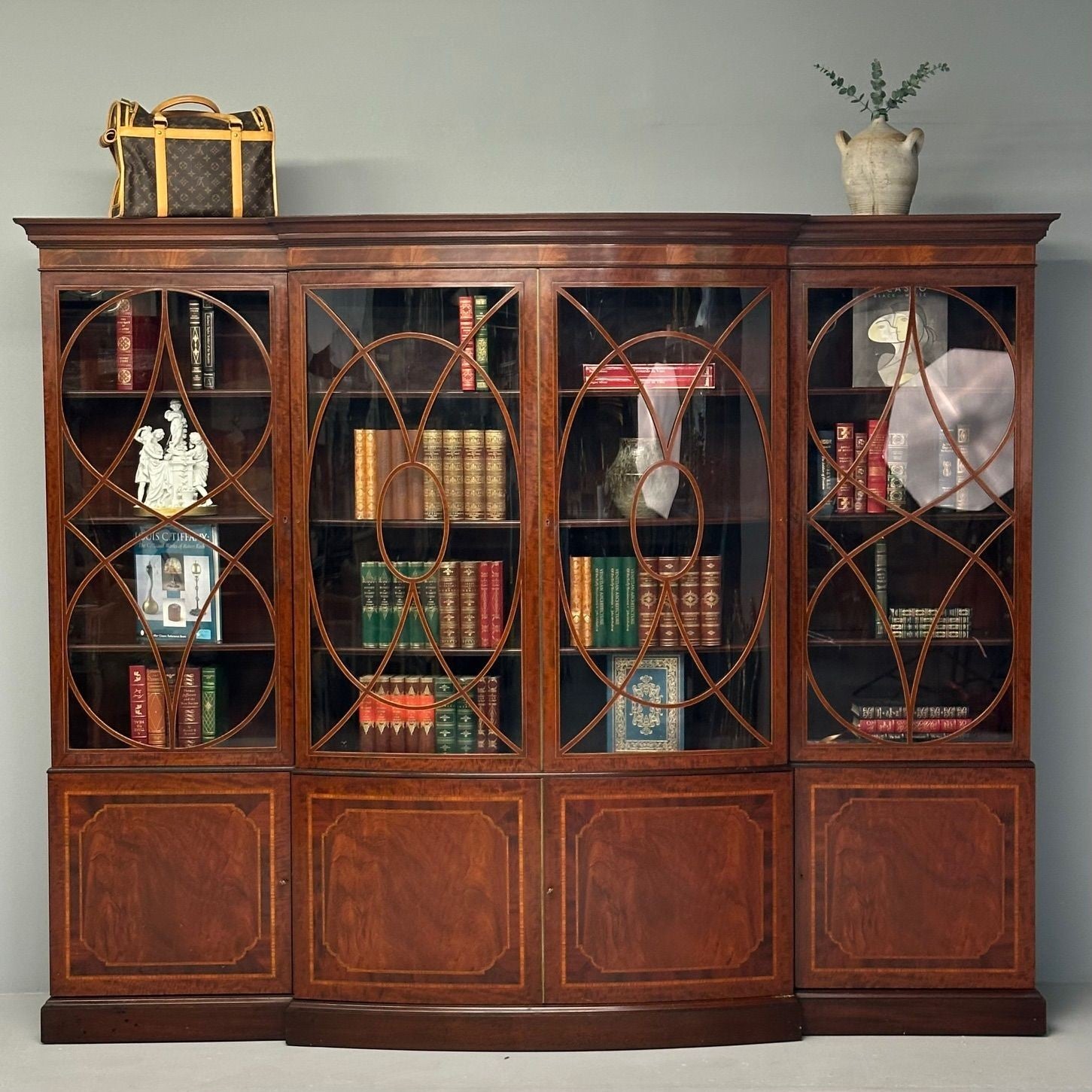 Schmieg & Kotzian, Georgian, Breakfront or Bookcase, Mahogany, Satinwood, 1920s