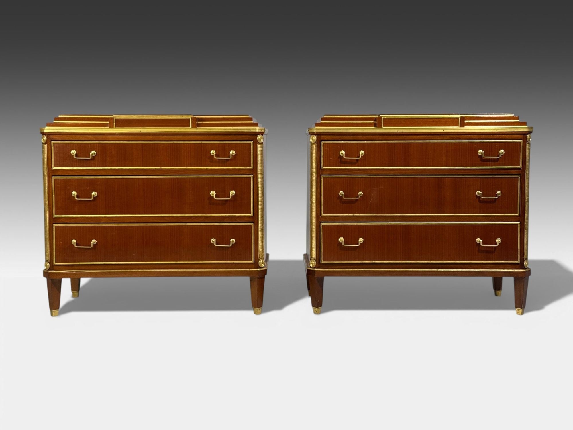 Russian Neoclassical Style, Commodes, Mahogany, Brass, Europe, 1980s