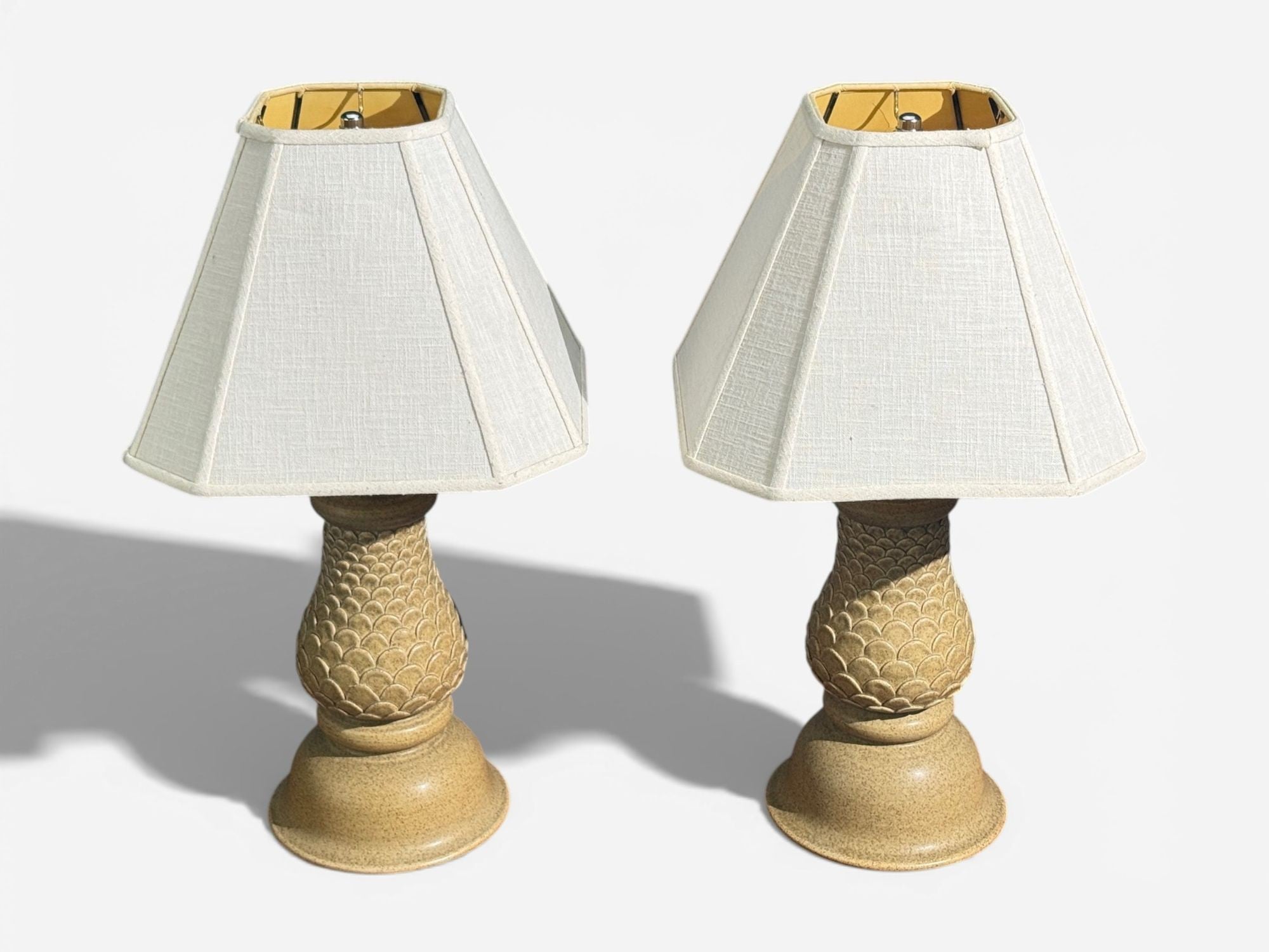 Kaisa Essén, Table Lamps, Beige Stoneware, Sweden, 1980s