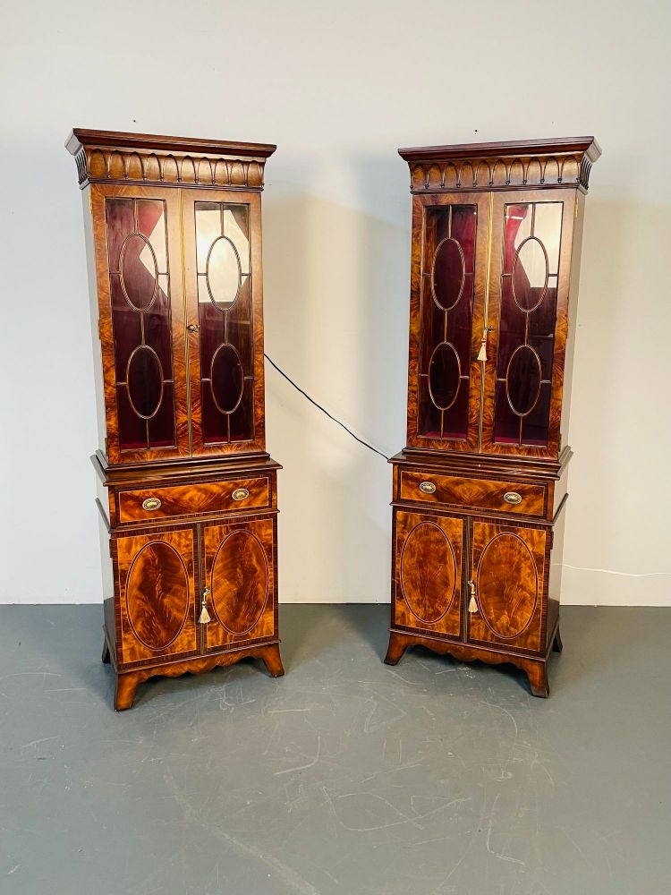 Pair of Bookcase / Showcase Cabinets, Theodore Alexander "Althorp" Mahogany