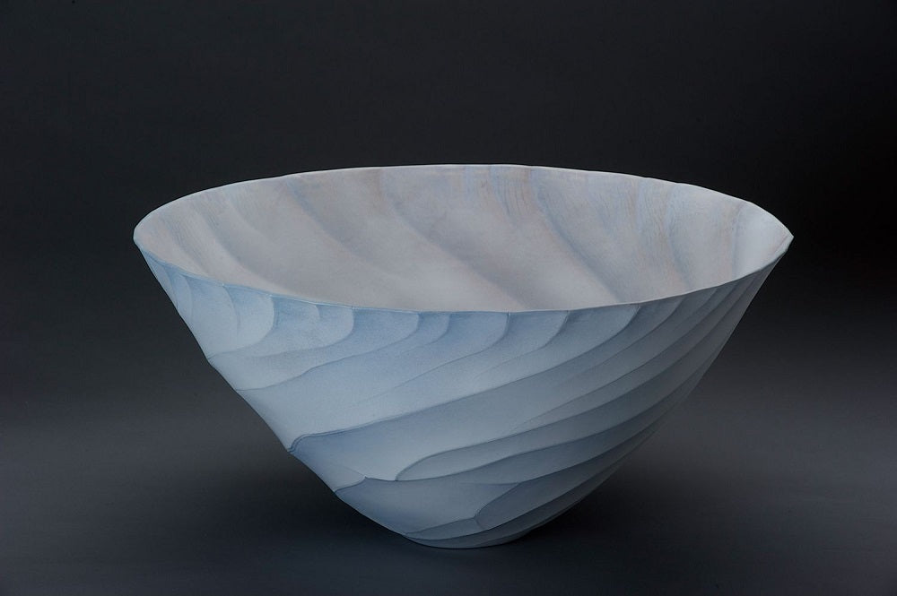 Contemporary Porcelain Bowl / Vessel by Ceramic Artist, Paula Murray, Light Blue