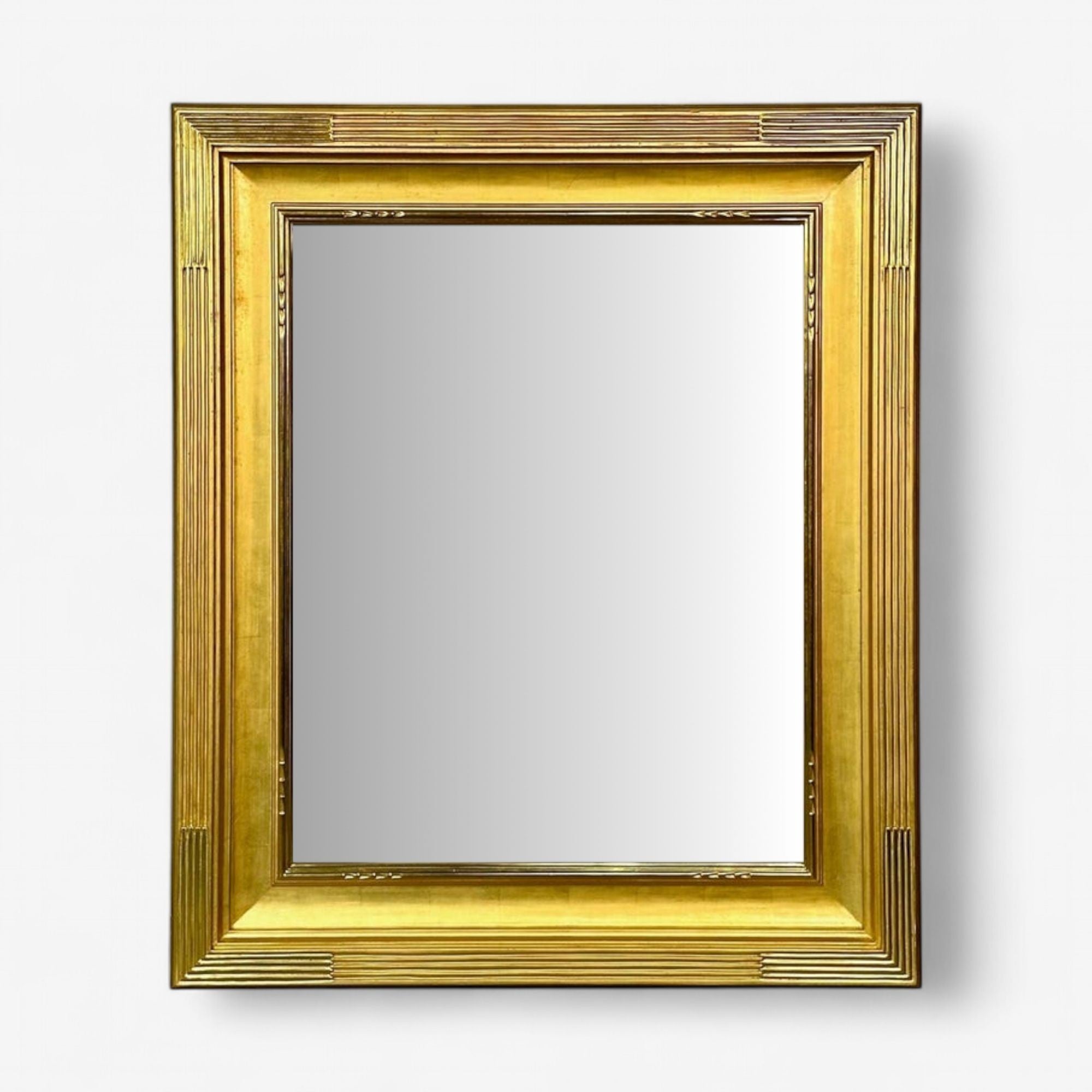 Hollywood Regency, Custom Rectangular Mirror, Carved Giltwood, Water Gilt, Mirror, USA, 21st C.