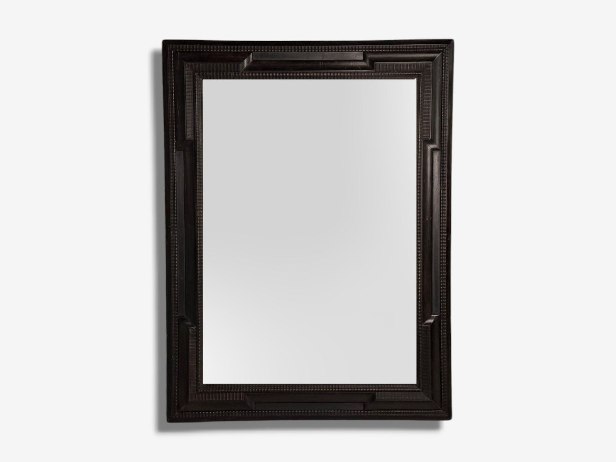 Baroque, Ebonized Wood, Dutch Ripple Frame, Large Wall Mirror, 19th C.
