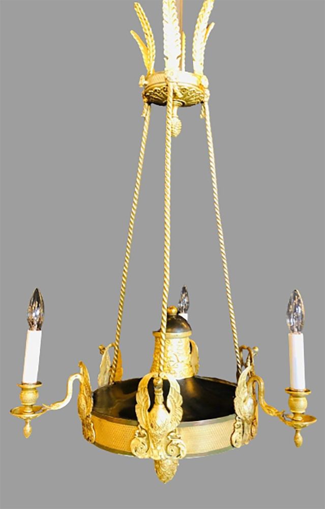 19th Century Empire Chandelier with Full Figure Swan Arms