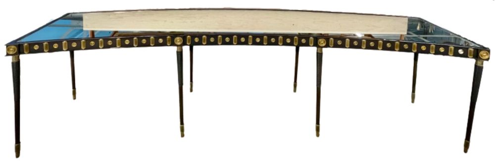 Maison Jansen Monumental Concave Steel and Bronze Console or Sideboard