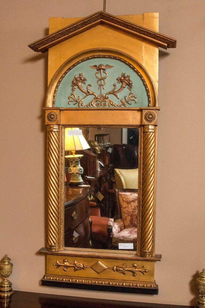 Late 19th Century Italian Neoclassical Paint Decorated Pier Mirror