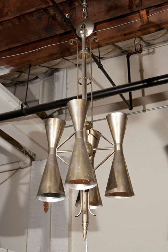 Pair of Art Deco Style Metal Fixtures One Chrome One Brass