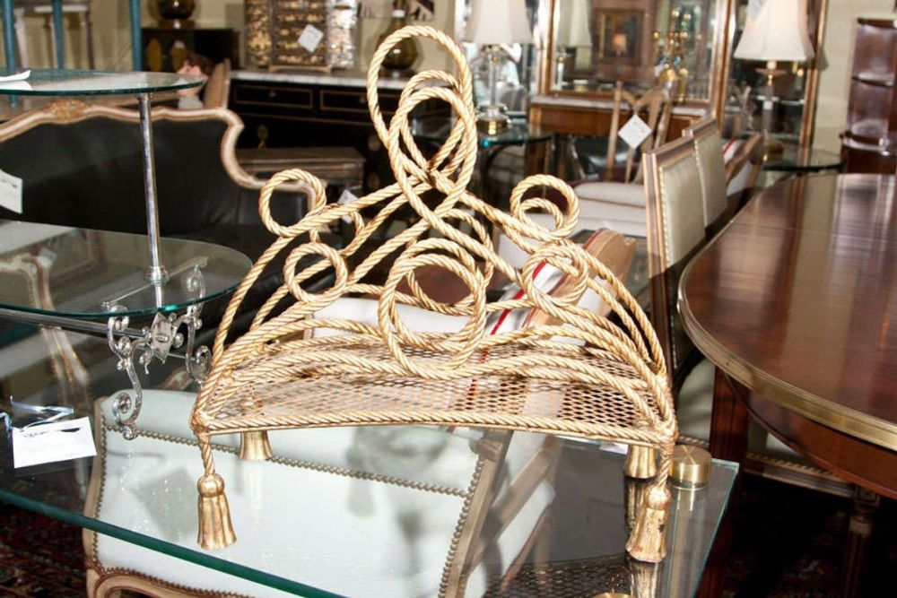 Bronze Magazine Rack Attributed to Maison Jansen