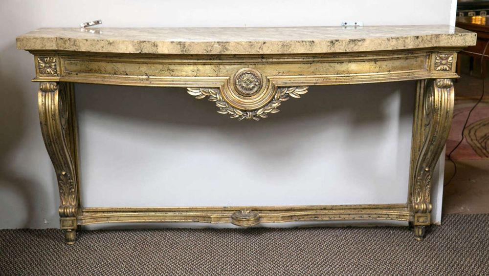 Faux Marble-Top Louis XV Style Console Table Attributed to Maison Jansen