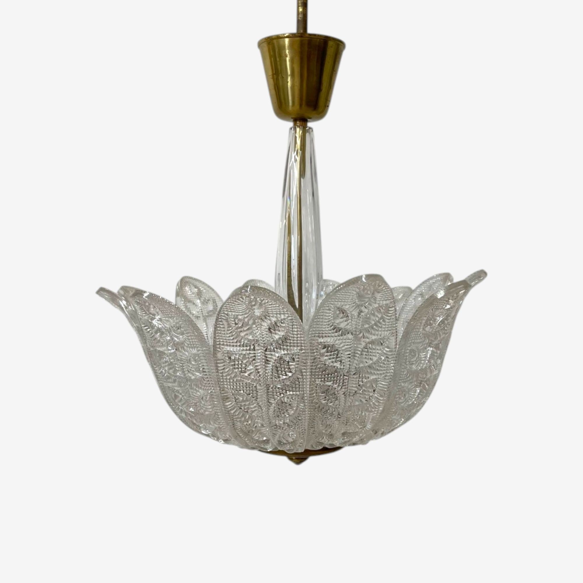 Carl Fagerlund, Swedish Modern, Slumped Glass, Pendant Light, Sweden, 1940s