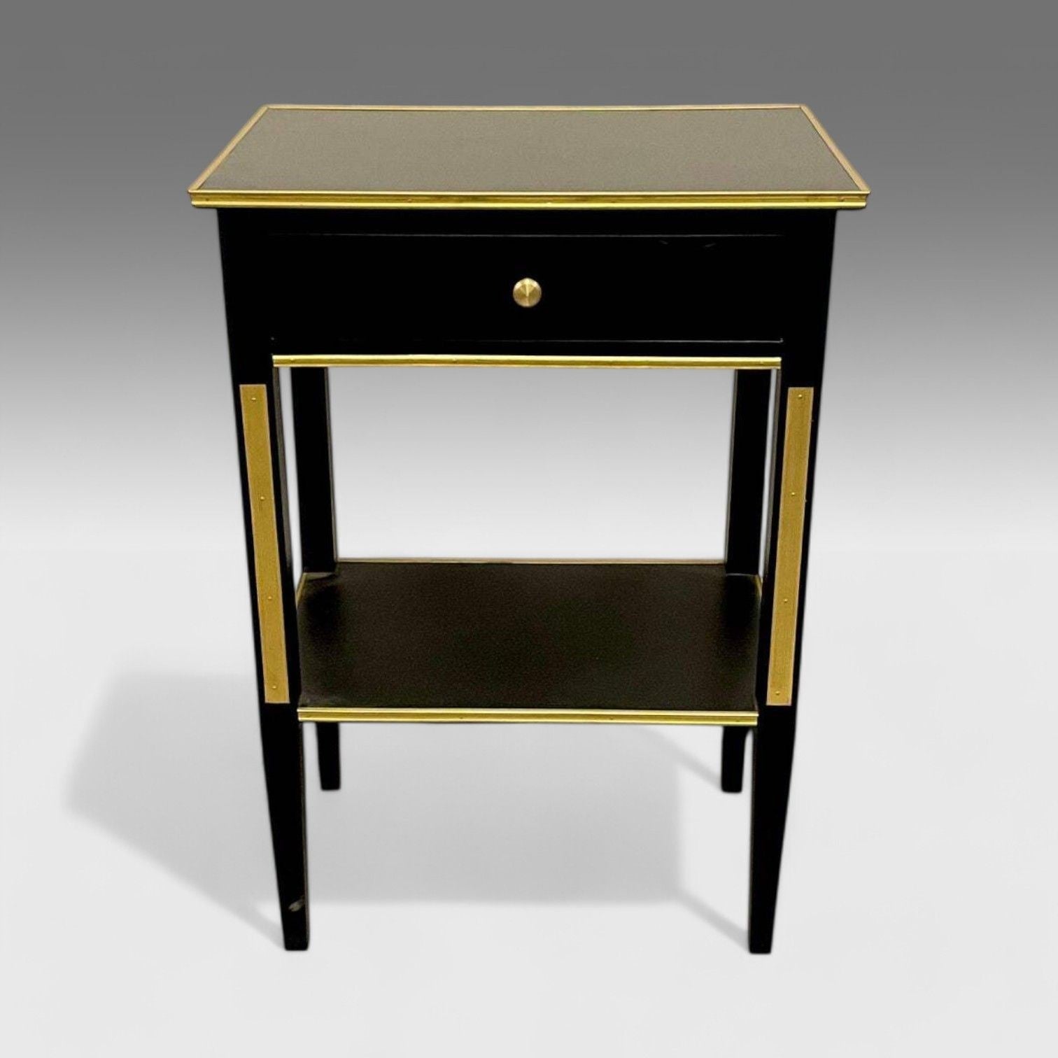 Russian Neoclassical Style, Hollywood Regency, Nightstands, Painted Wood, Bronze