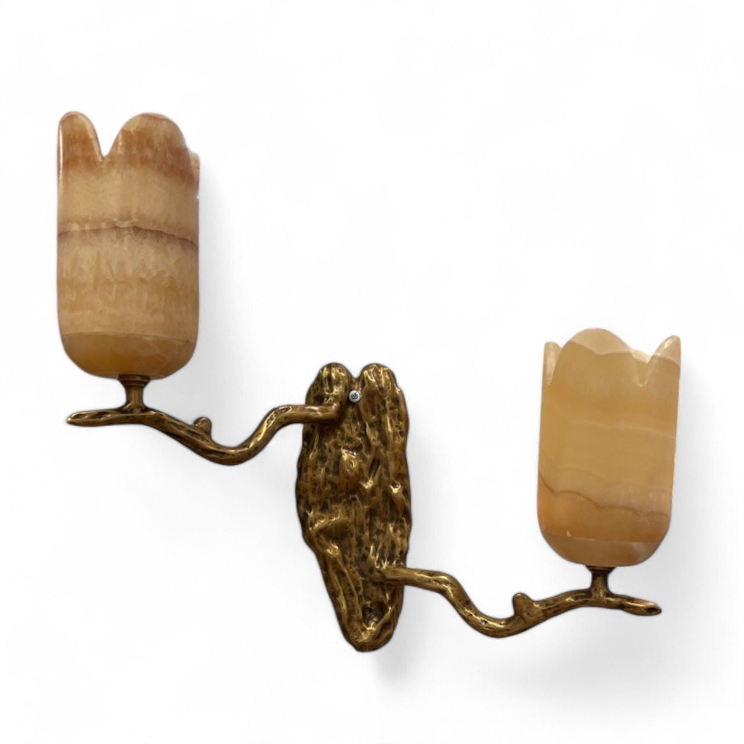 Contemporary, Modern Wall Sconces, Branch Motif, Bronze, Alabaster, 21st C.