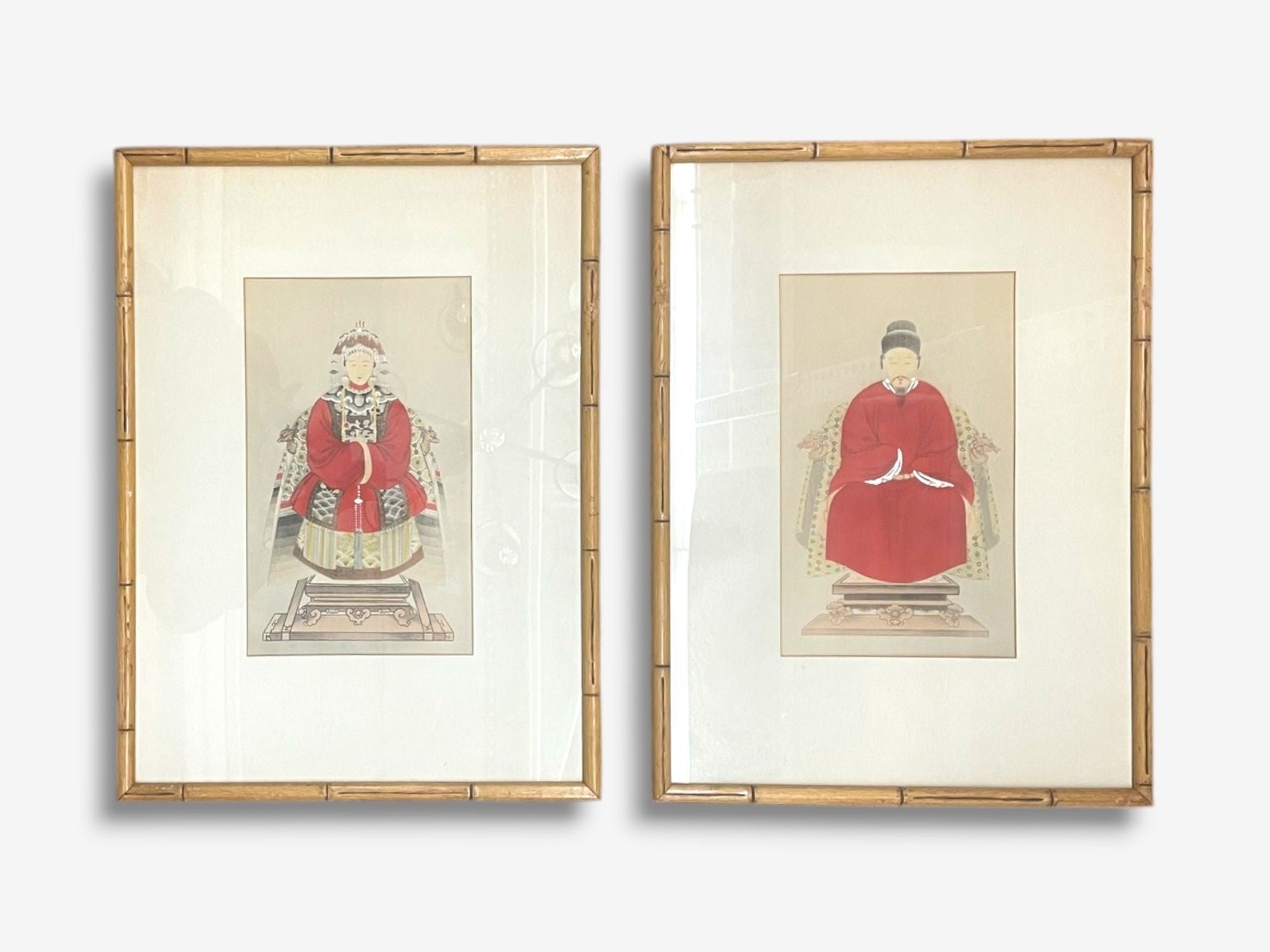Chinese Export, Ink & Graphite, Vintage Chinese Wall Decorations, Bamboo, 1930s